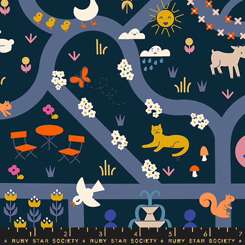 Woodland Park - Garden Map Teal Navy