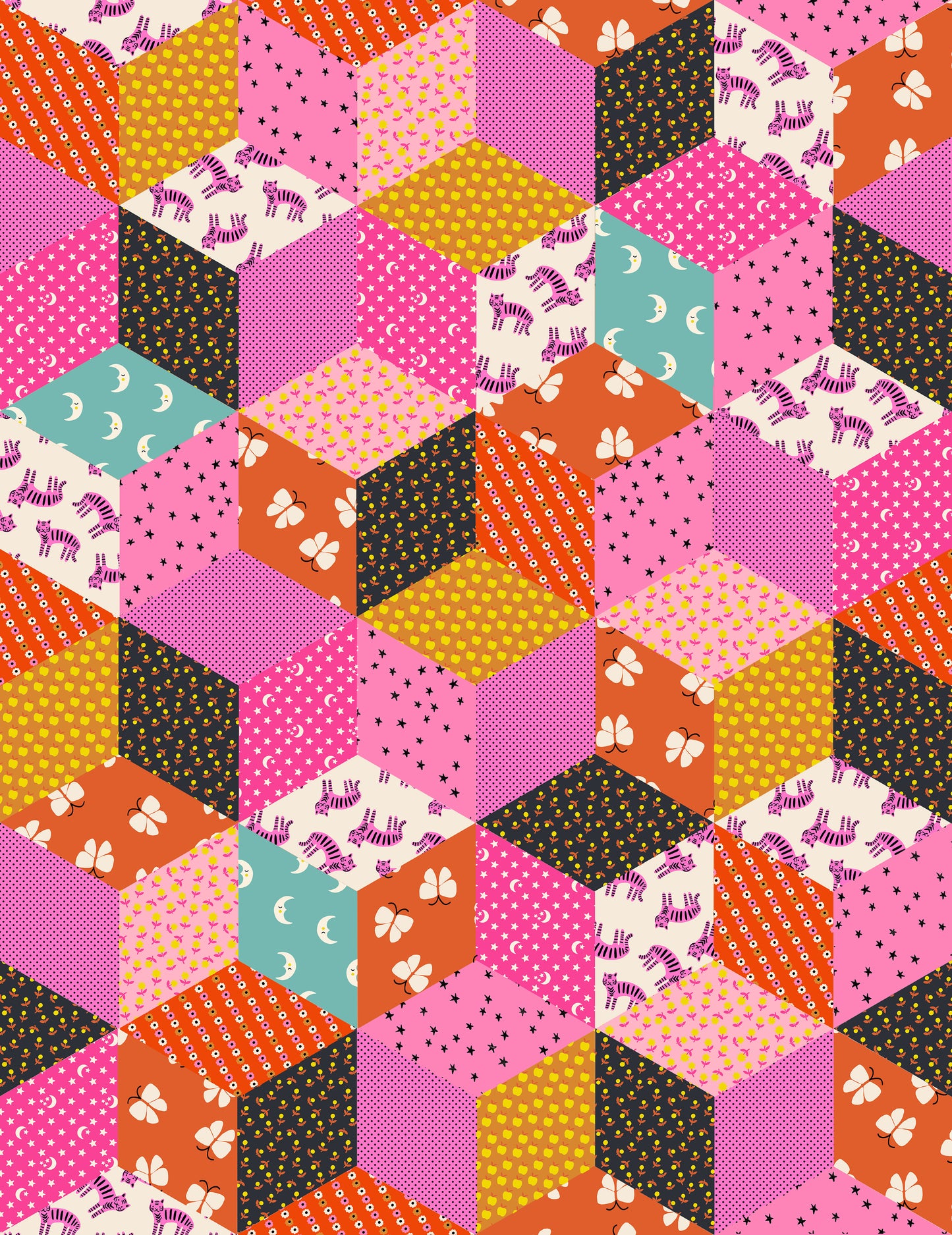 Ooh Lucky Lucky - Tumbling Blocks Lucky Pink