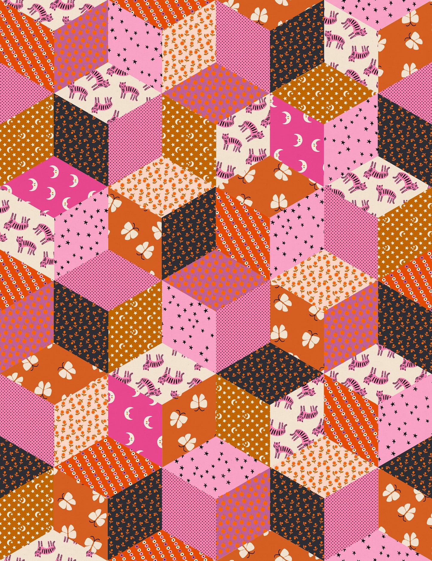 Ooh Lucky Lucky - Canvas tumbling Blocks Heliotrope