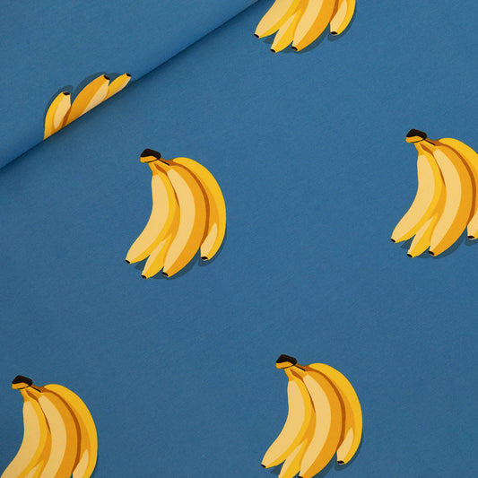 French Terry - Bananas - Zee van Belize Blauw