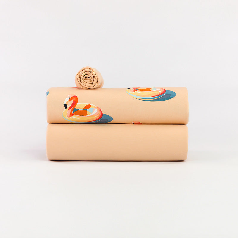 French Terry - Inflatable Flamingos - Perzikbeige