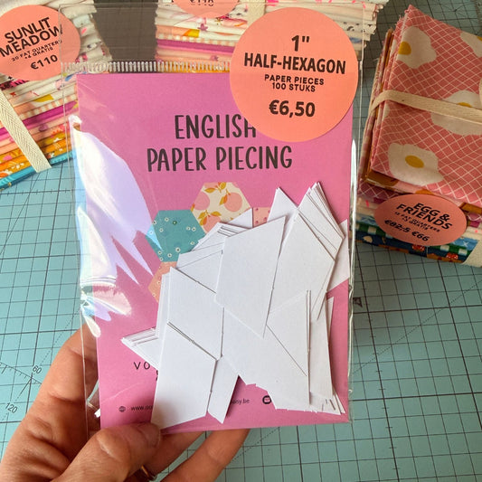 EPP Paper Pieces - Half-Hexagon 1 inch - 100 stuks