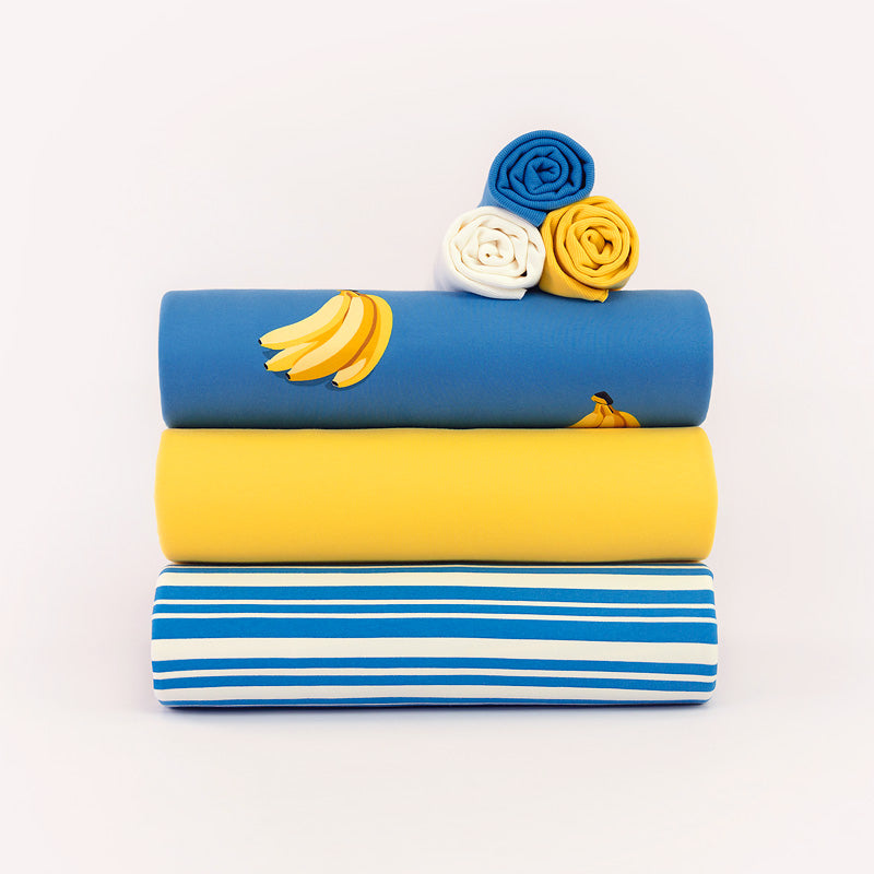 French Terry - Bananas - Zee van Belize Blauw